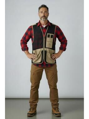 Redhead Men's Hunting Trap Vest in Black and Tan Mesh, Size Medium
